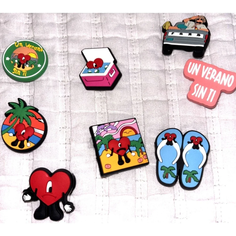 Lot Of 8 Bad Bunny Heart Jibbitz for Crocs